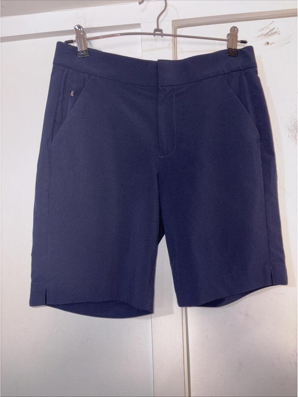 Athleta Navy Stretch Performance Mid Rise Tribeca 7" Bermuda Shorts Size 2 W30" - Picture 1 of 8